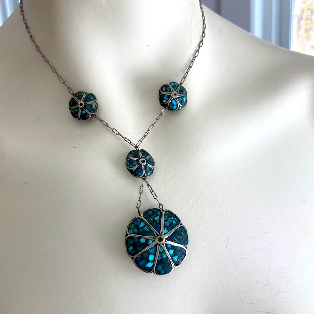 Vintage silver and turquoise necklace